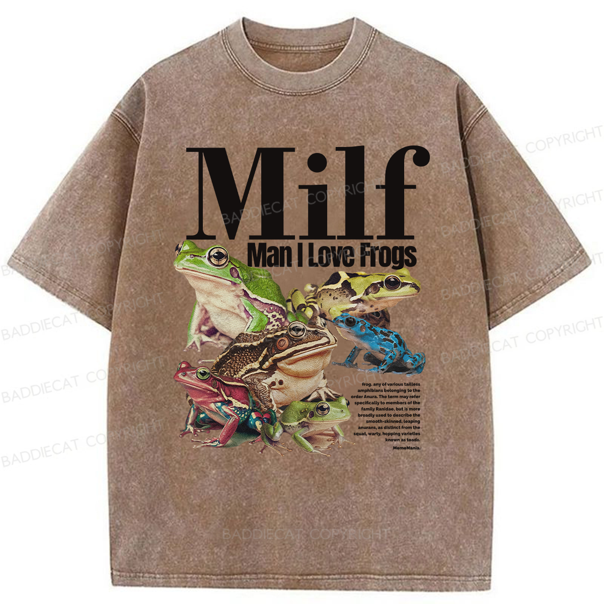 Baddiecat MILF Man I Love Frogs Washed T-shirt