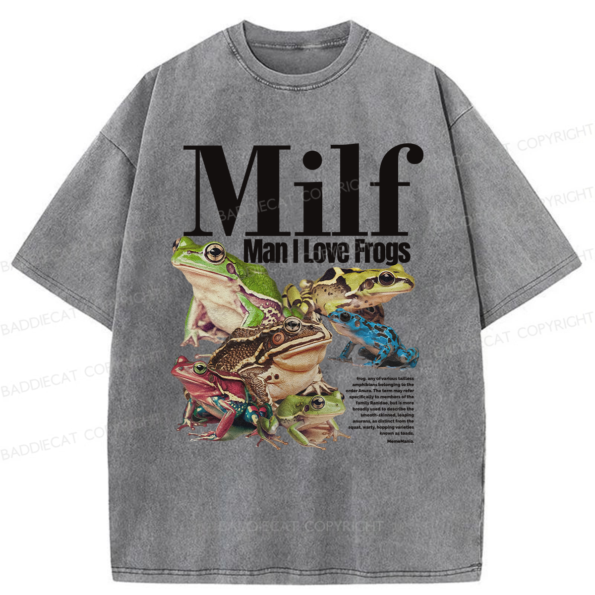 Baddiecat MILF Man I Love Frogs Washed T-shirt