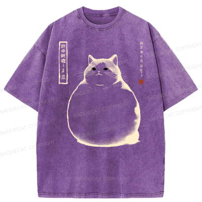 Baddiecat Chubby Cat Washed T-shirt