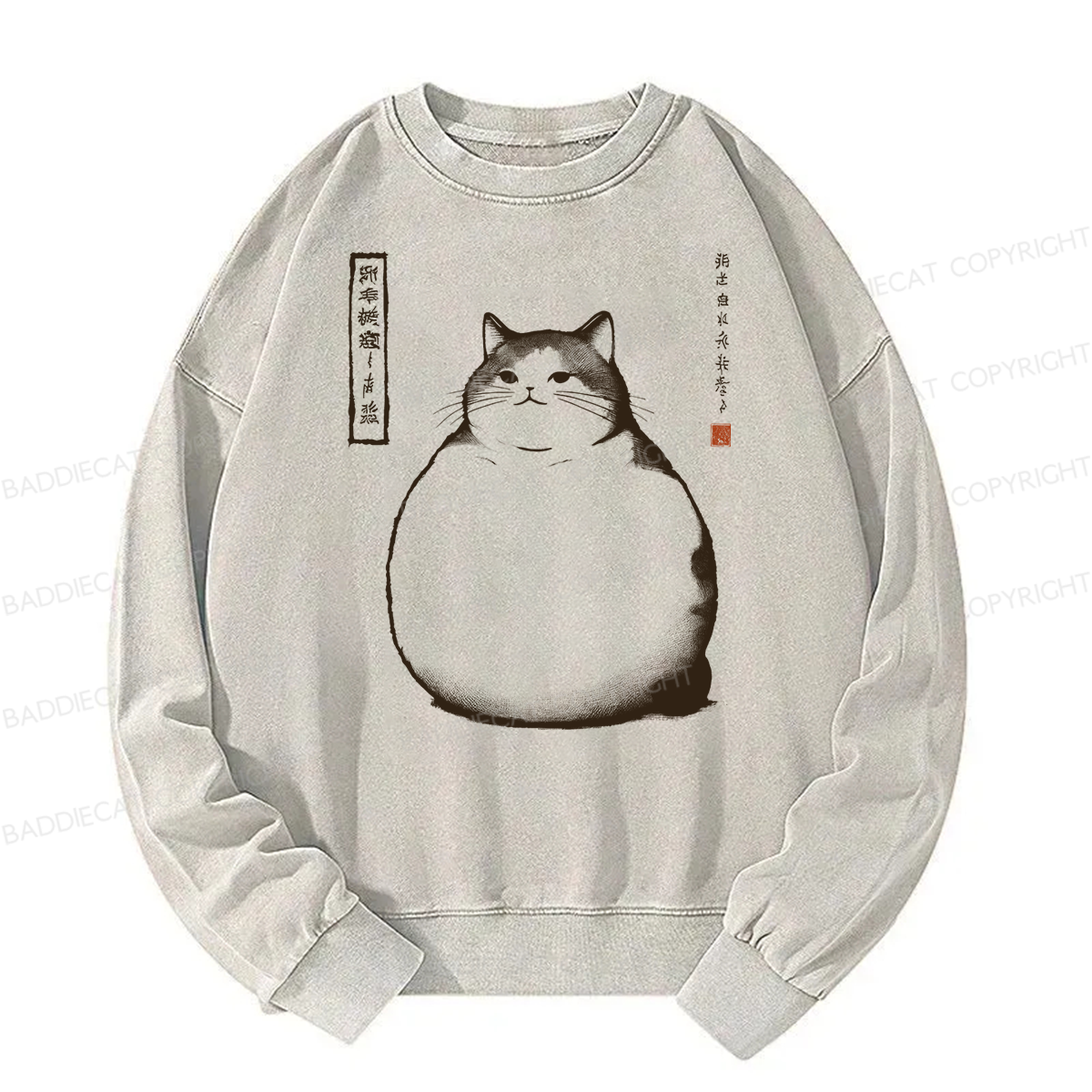 Baddiecat Chubby Cat Washed Sweatshirt