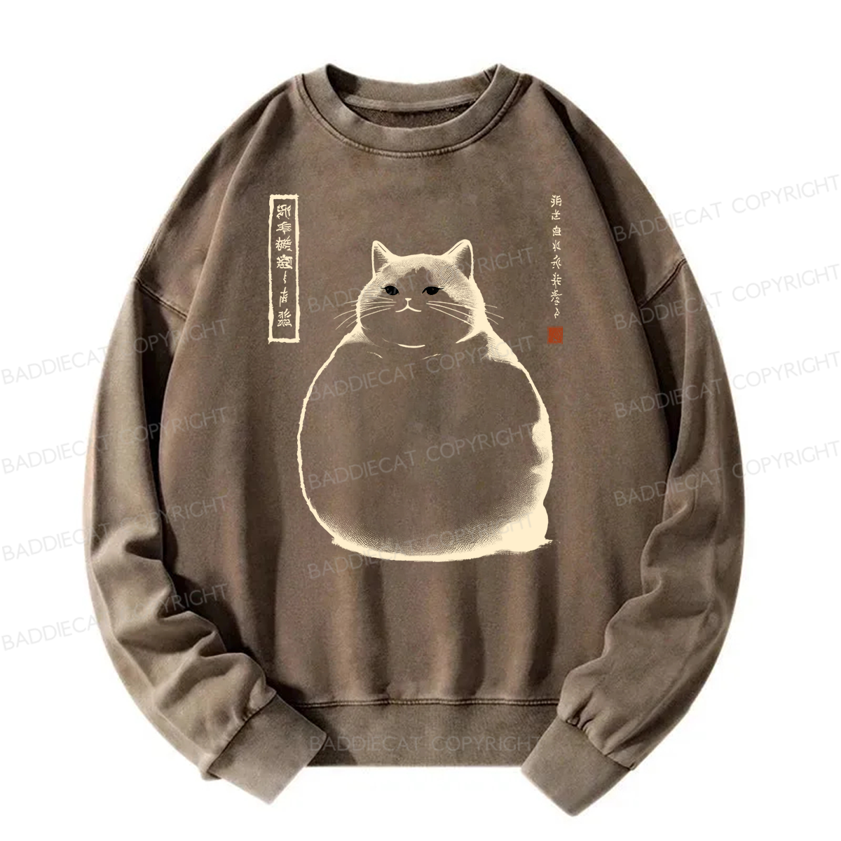 Baddiecat Chubby Cat Washed Sweatshirt