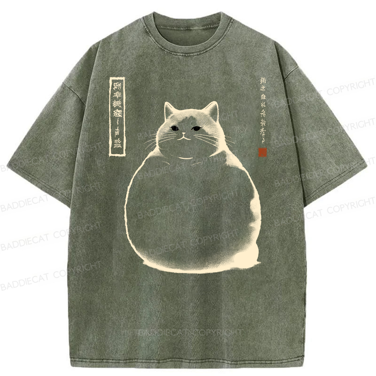 Baddiecat Chubby Cat Washed T-shirt
