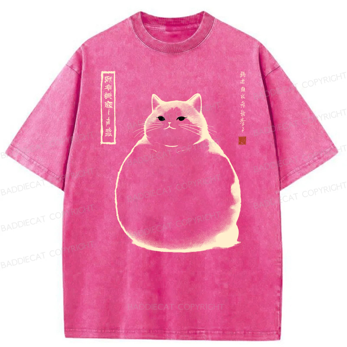 Baddiecat Chubby Cat Washed T-shirt