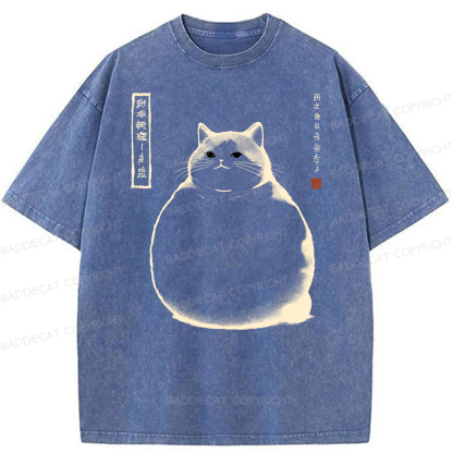 Baddiecat Chubby Cat Washed T-shirt