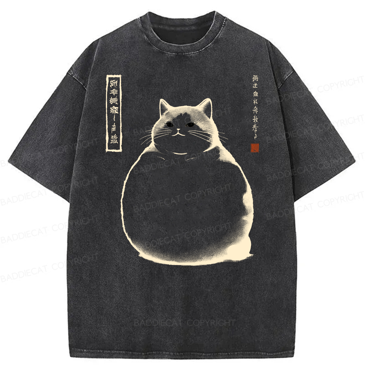 Baddiecat Chubby Cat Washed T-shirt