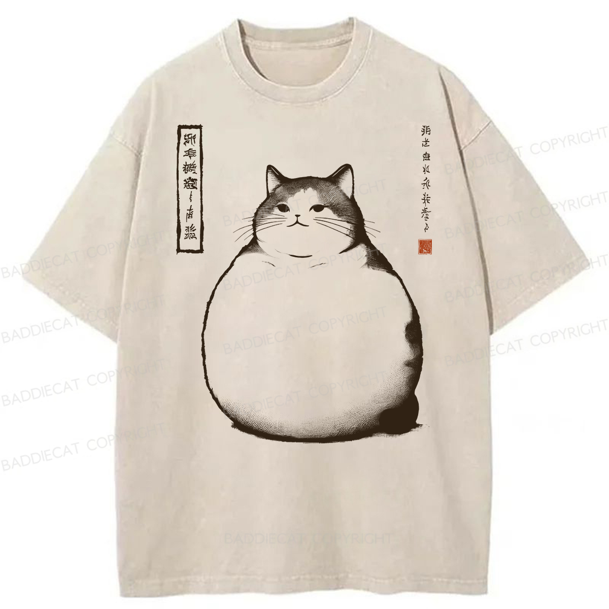 Baddiecat Chubby Cat Washed T-shirt