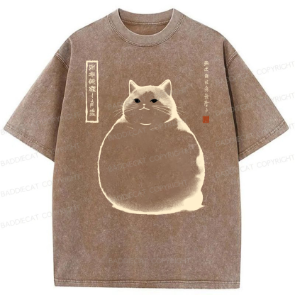 Baddiecat Chubby Cat Washed T-shirt