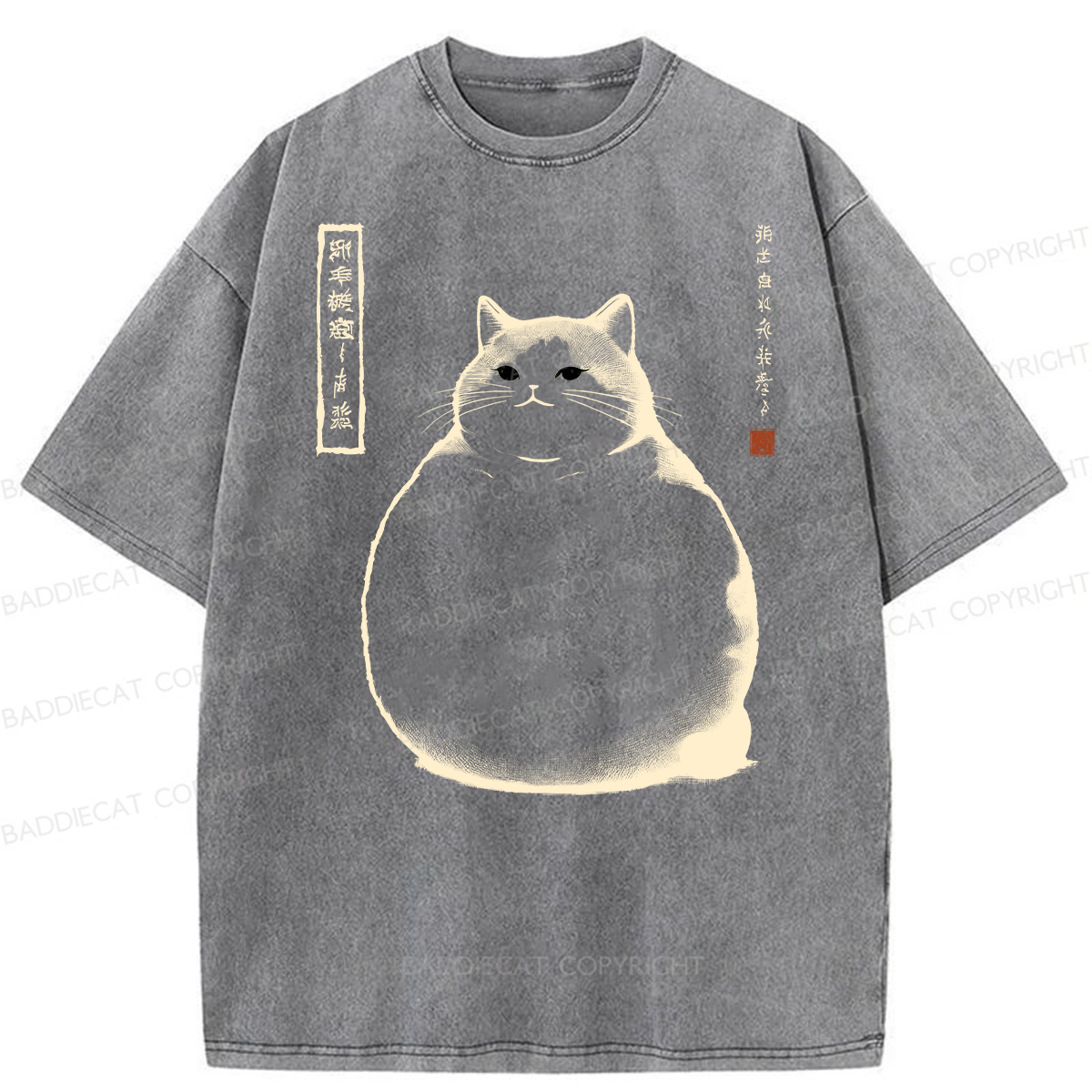 Baddiecat Chubby Cat Washed T-shirt