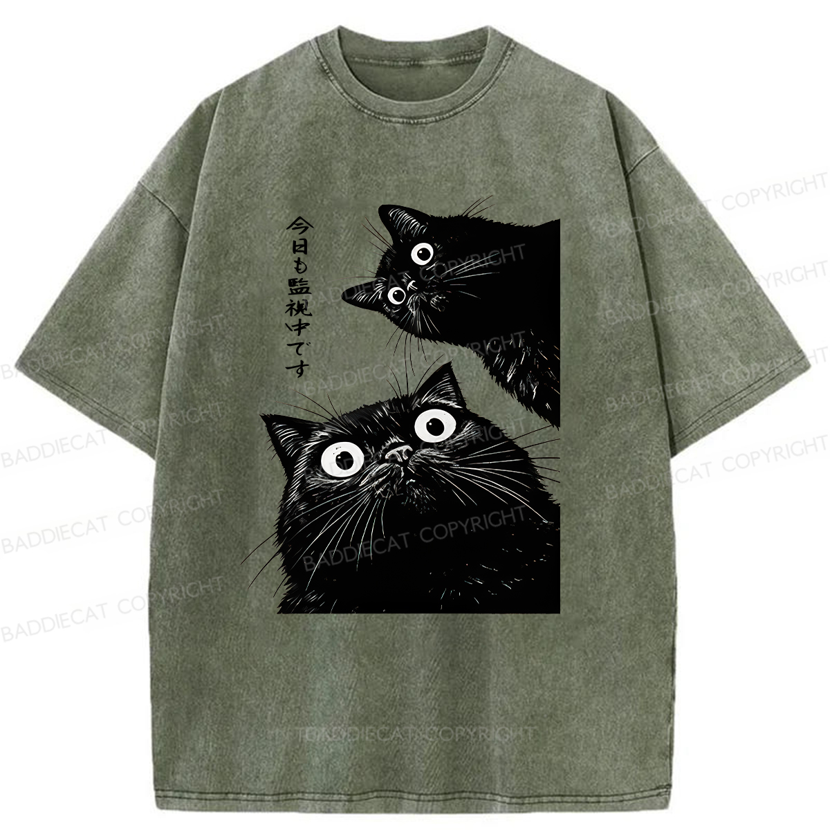 Baddiecat Under Surveillance By Black Cats Today Washed T-shirt