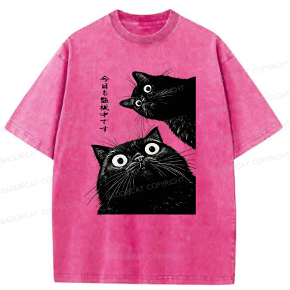 Baddiecat Under Surveillance By Black Cats Today Washed T-shirt