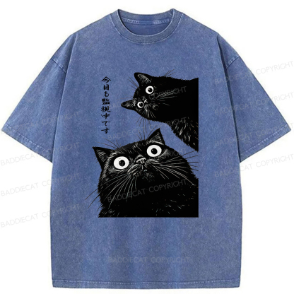 Baddiecat Under Surveillance By Black Cats Today Washed T-shirt