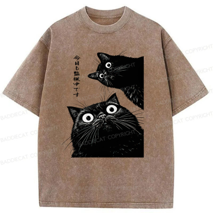 Baddiecat Under Surveillance By Black Cats Today Washed T-shirt