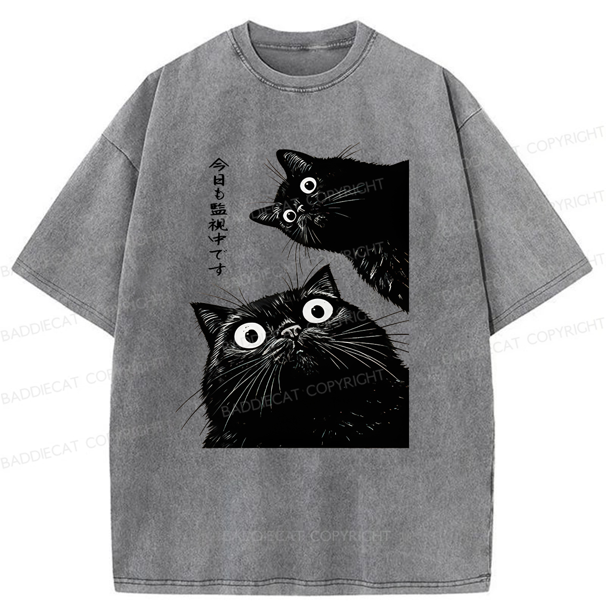 Baddiecat Under Surveillance By Black Cats Today Washed T-shirt