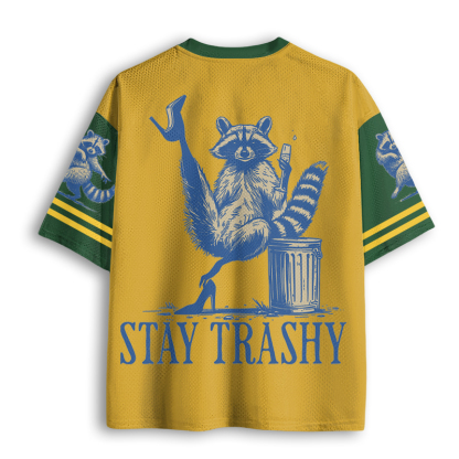 Baddiecat Stay Trashy Raccoon Funny Feminine Mesh Jersey