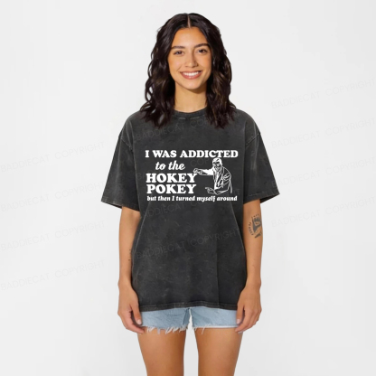 Baddiecat Hokey Pokey Funny Pun Dance Washed T-shirt