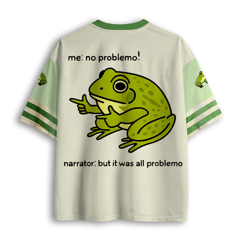 Baddiecat Funny Frog Me No Problemo Mesh Jersey