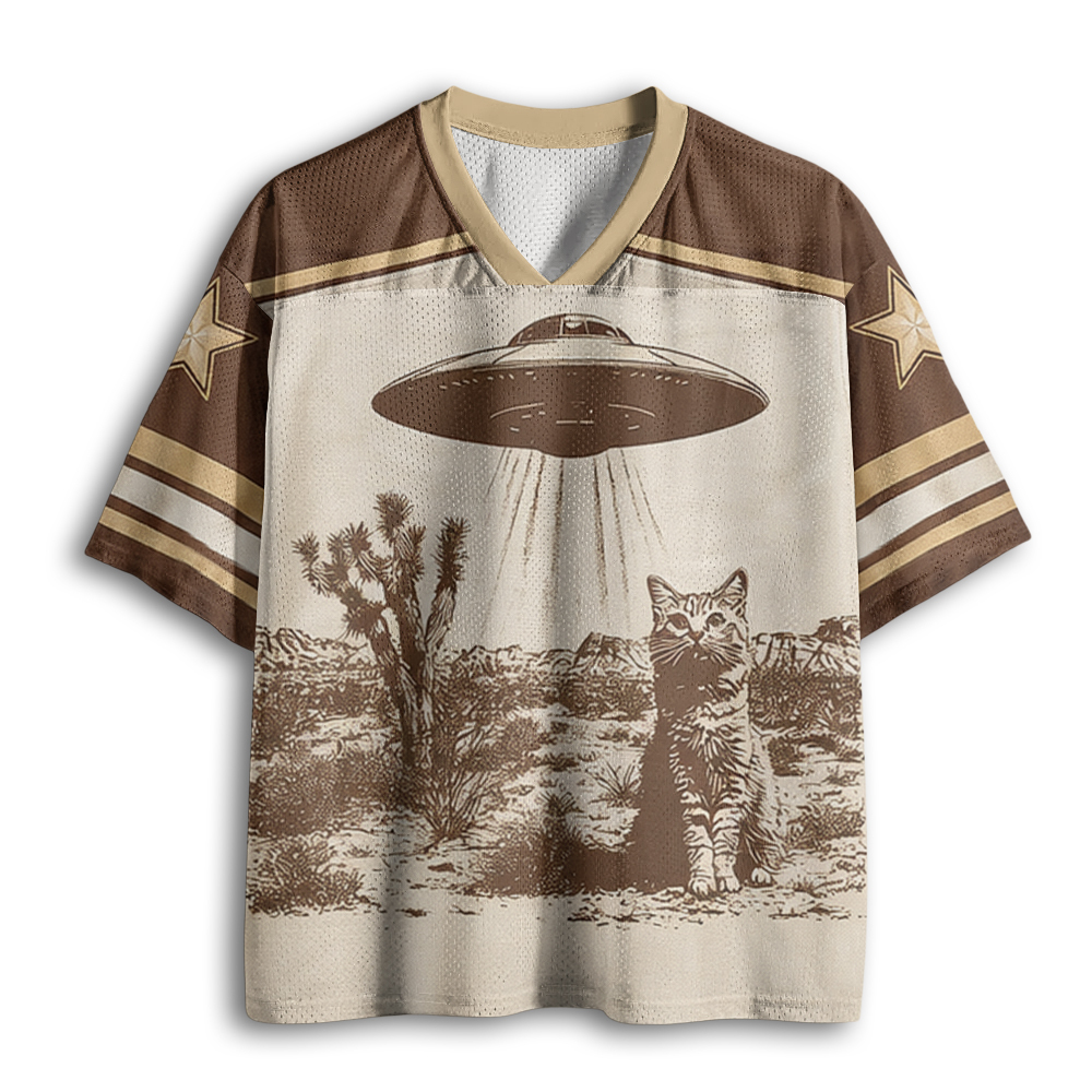 Baddiecat Vintage UFO Cowboy Cat Mesh Jersey