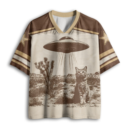 Baddiecat Vintage UFO Cowboy Cat Mesh Jersey