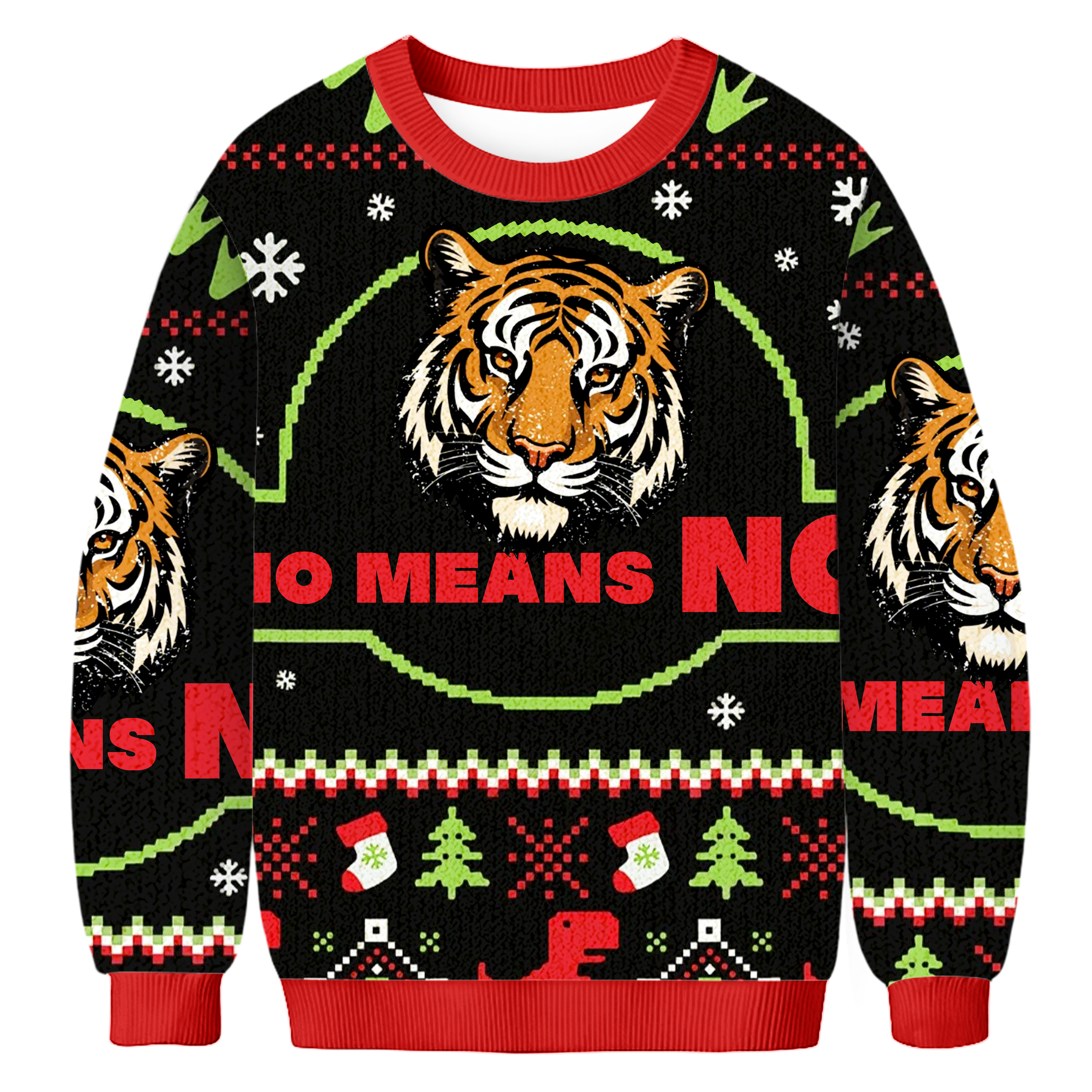 Baddiecat No Means No Christmas Ugly Sweatshirt