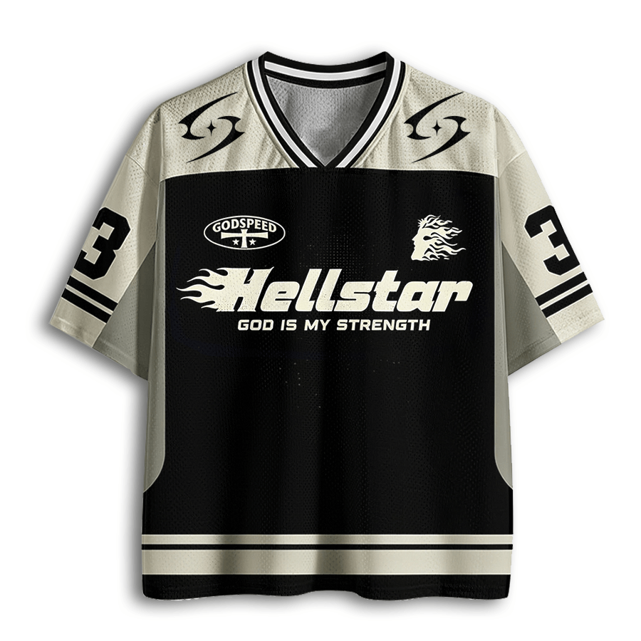 Baddiecat 1pc Flame And Star Christian Faith Mesh Jersey