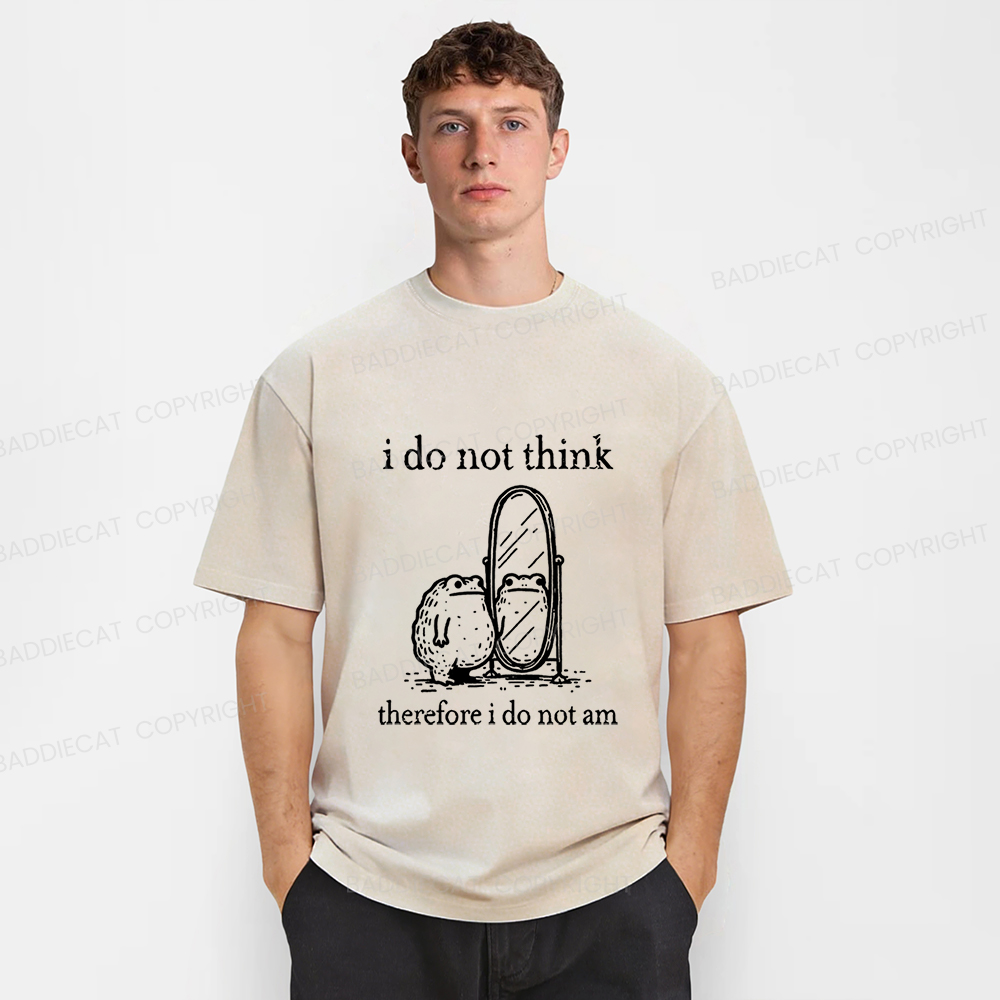 Baddiecat Frog I Do Not Think Therefore I Do Not Am Washed T-shirt