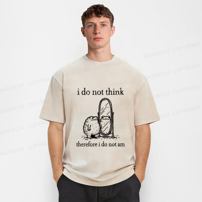 Baddiecat Frog I Do Not Think Therefore I Do Not Am Washed T-shirt