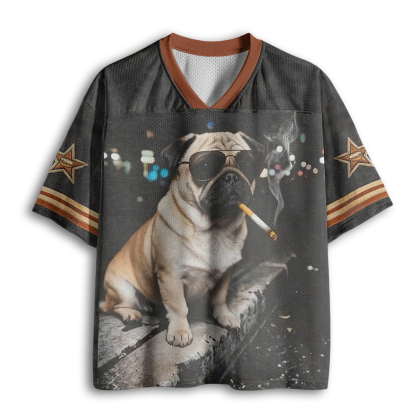 Baddiecat Pug Dog Smoking Mesh Jersey