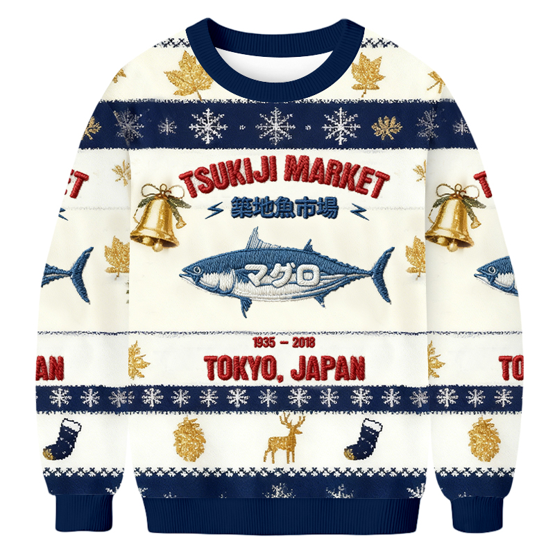 Baddiecat Tsukiji Market Tokyo Japan Christmas Ugly Sweatshirt