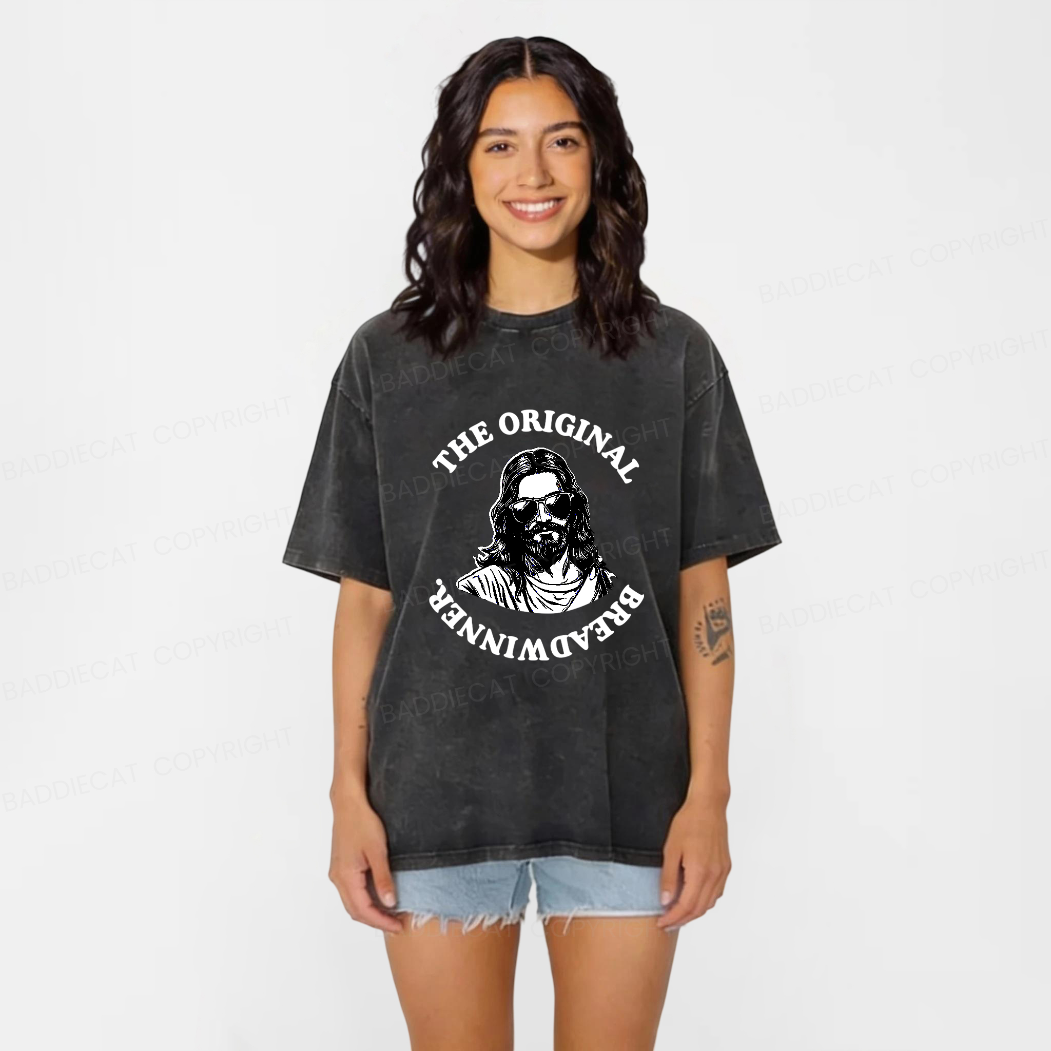 Baddiecat Funny Jesus Washed T-shirt