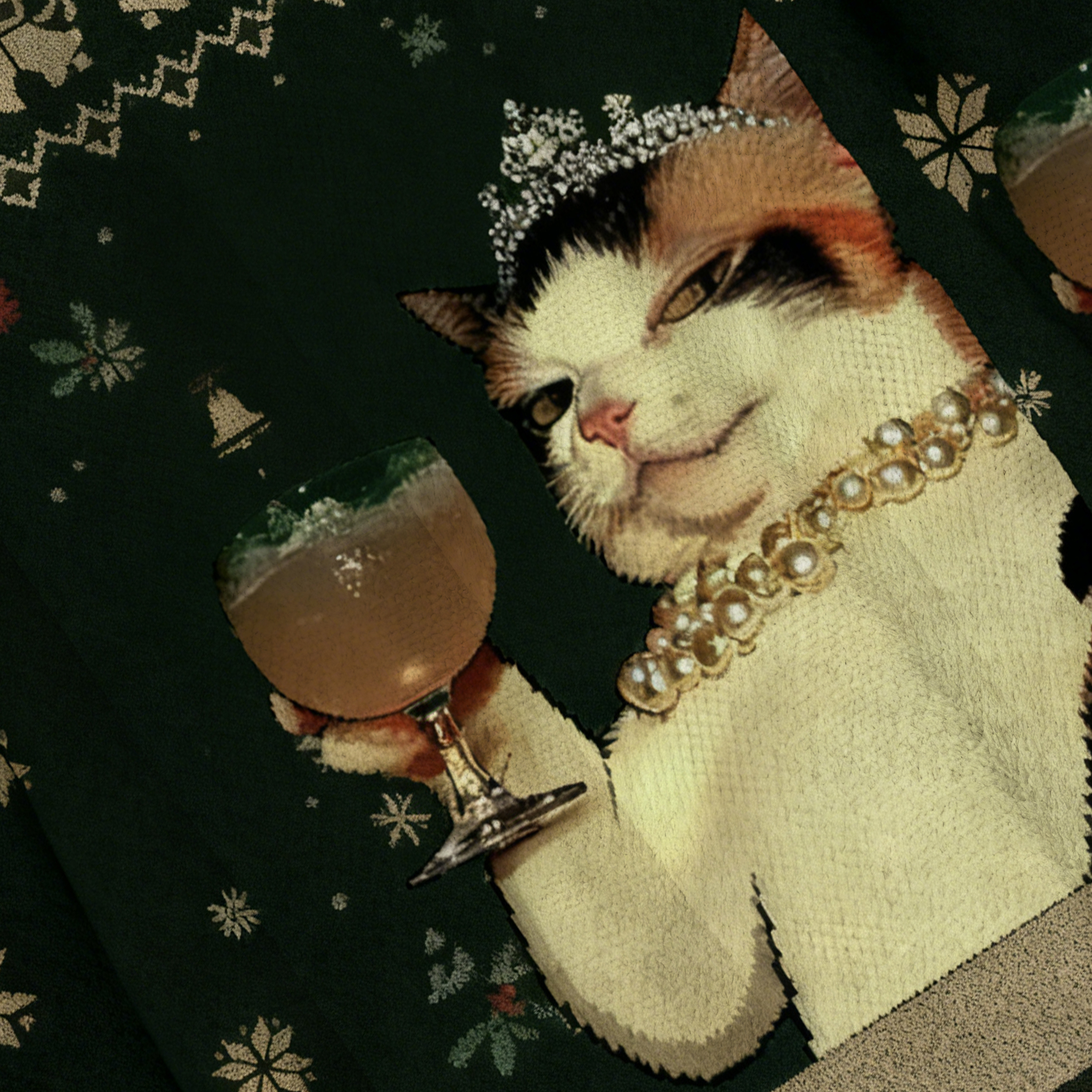 Baddiecat Champagne Cat Christmas Ugly Sweatshirt