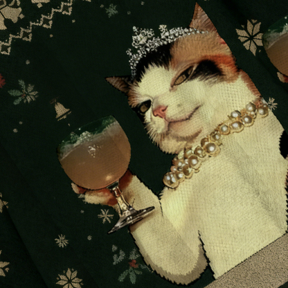 Baddiecat Champagne Cat Christmas Ugly Sweatshirt