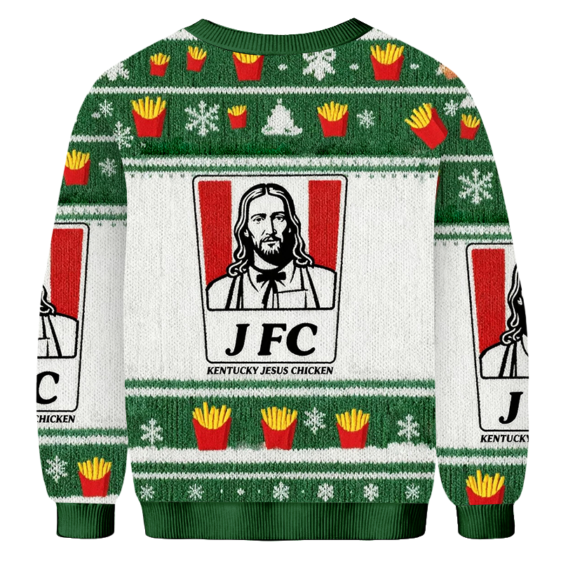 Baddiecat Jfc Kentucky Jesus Chicken Christmas Ugly Sweatshirt