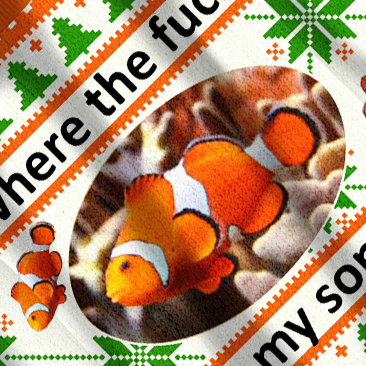 Baddiecat Where The Fuck Is My Son Fish Christmas Ugly Sweatshirt