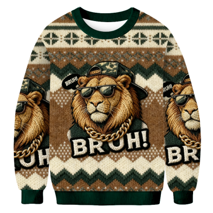 Baddiecat The Lion Broh Christmas Ugly Sweatshirt