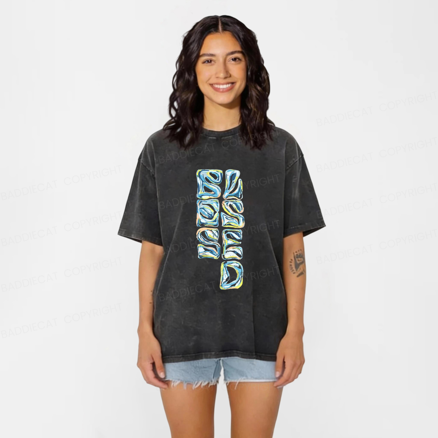 Baddiecat Blessed Washed T-shirt