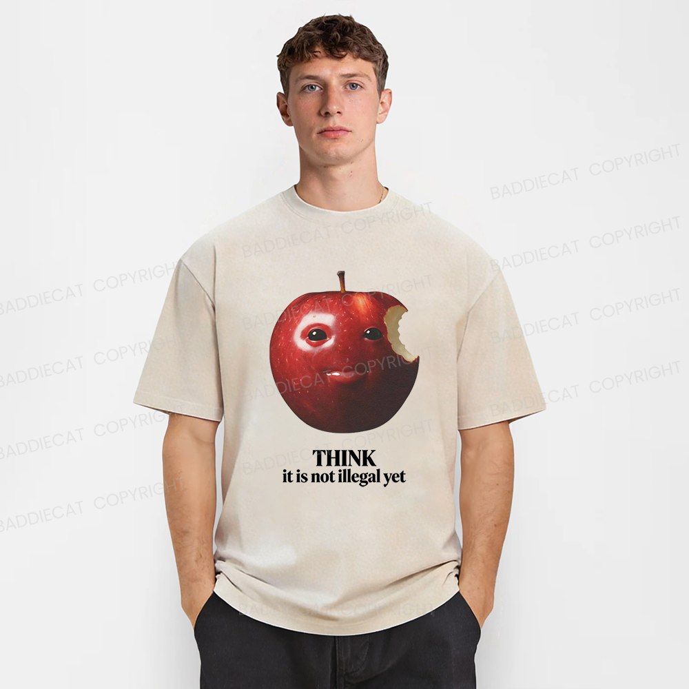 Baddiecat Apple Think It Is Not Illegal Yet Washed T-shirt