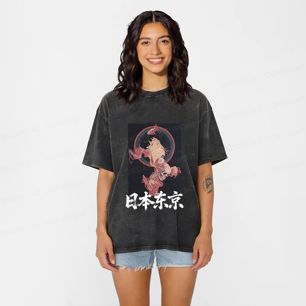 Baddiecat Japanese-style Tokyo Washed T-shirt