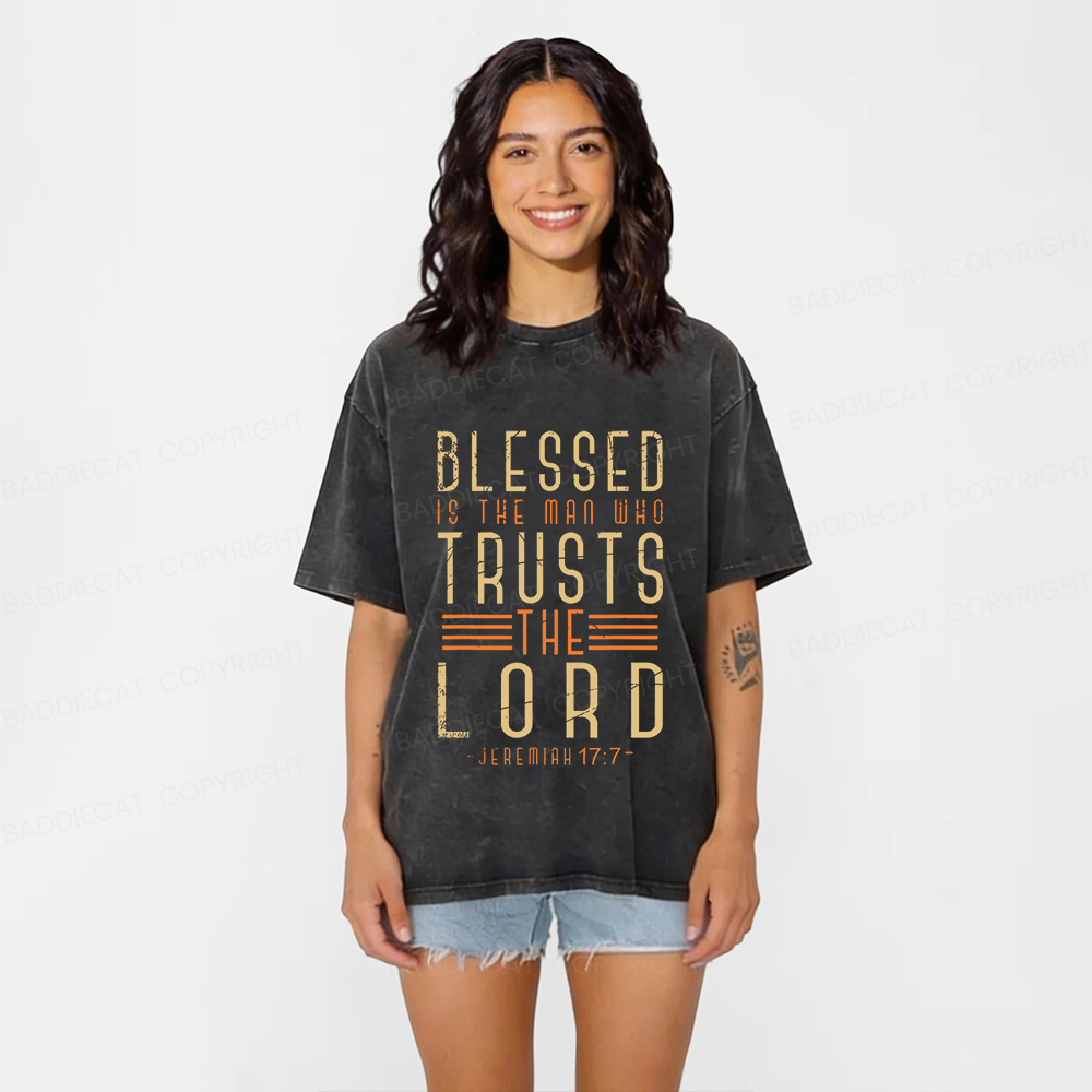 Baddiecat Blessed Christian Faith Washed T-shirt