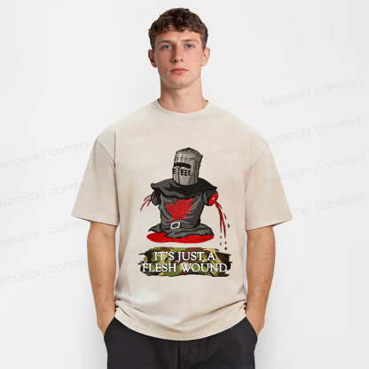 Baddiecat It's Just A Flesh Wound Funny Meme Washed T-shirt
