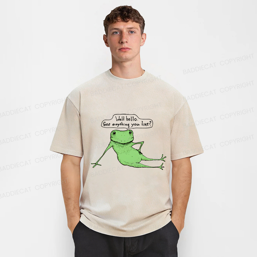 Baddiecat Flirtatious Frog Washed T-shirt