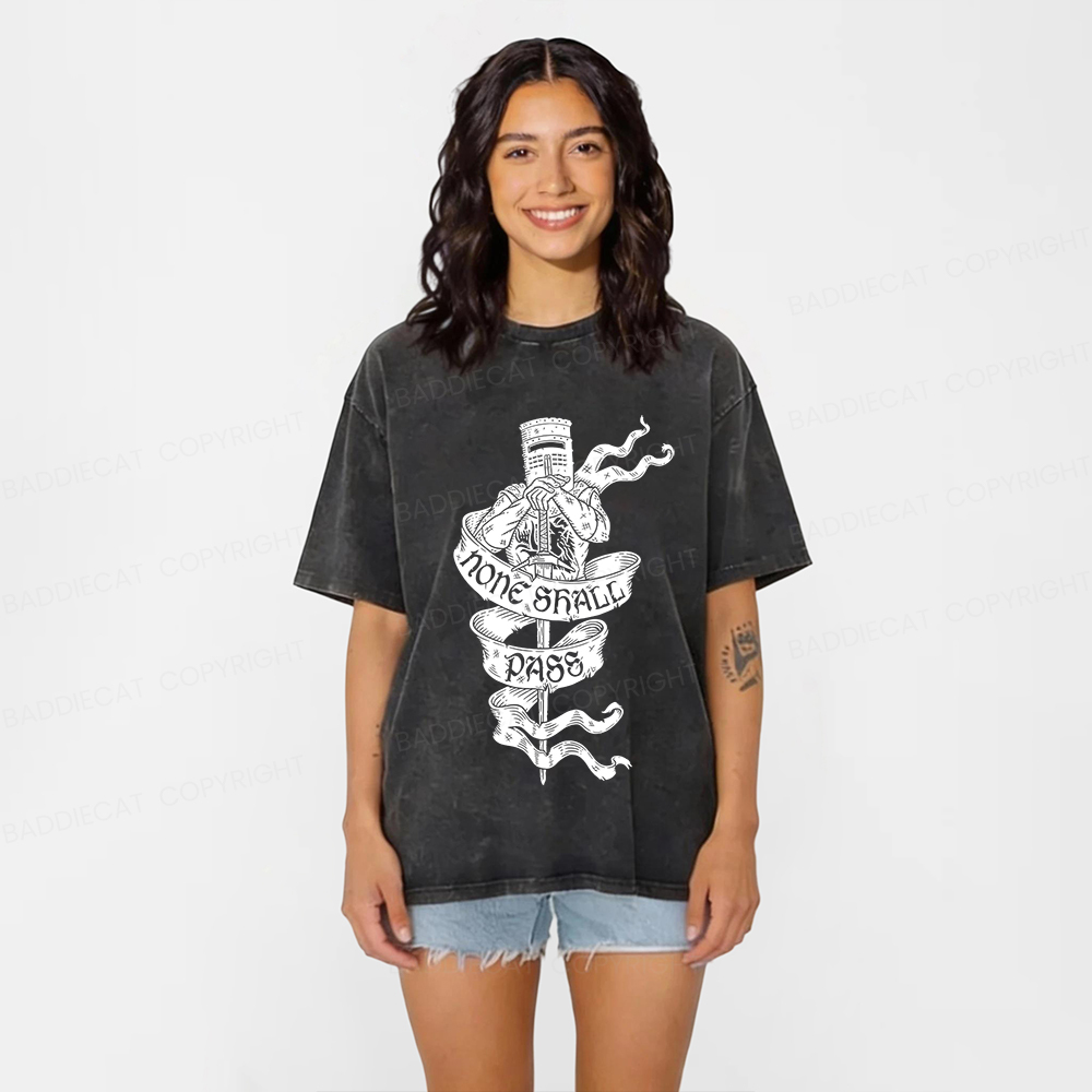 Baddiecat None Shall Pass Washed T-shirt