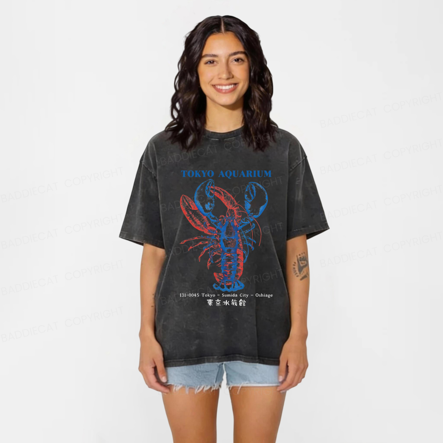 Baddiecat Tokyo Aquariym Shrimp Washed T-shirt