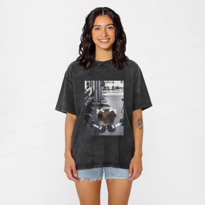 Baddiecat Sad Hamster Workout Washed T-shirt