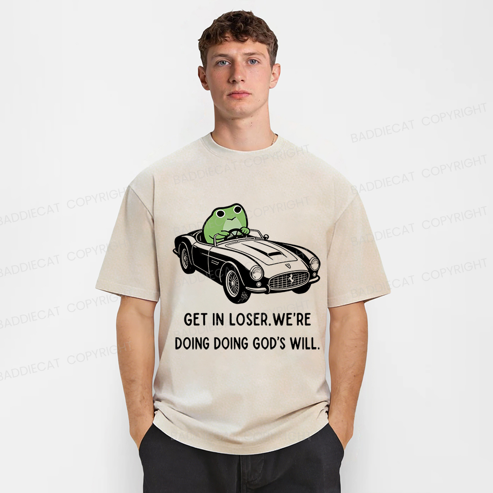 Baddiecat Frog Get In Loser Washed T-shirt