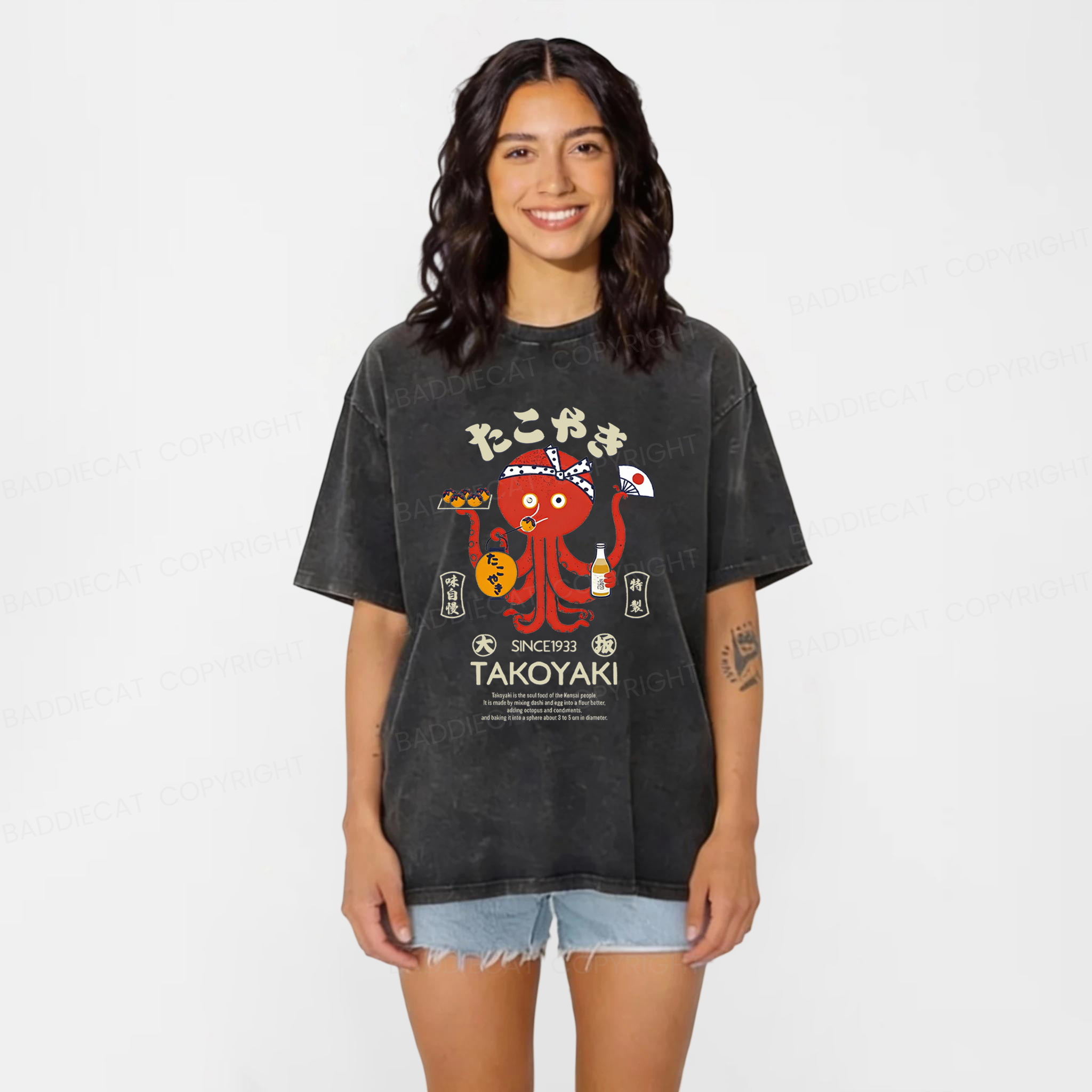 Baddiecat Takoyaki Washed T-shirt