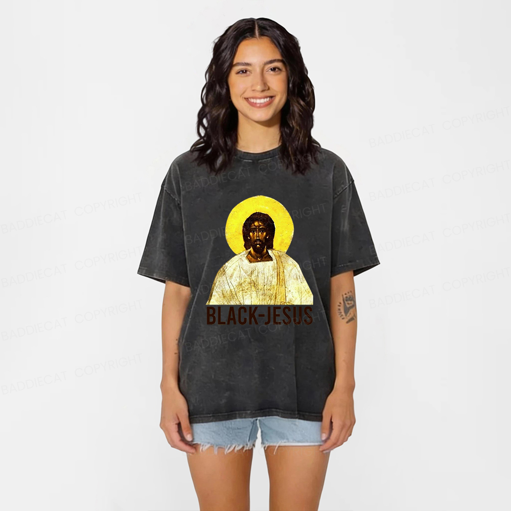 Baddiecat Black Jesus Washed T-shirt