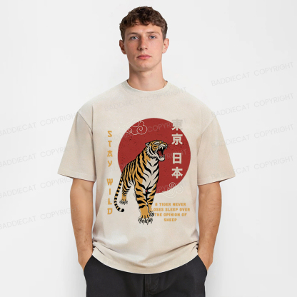 Baddiecat Japanese-style Tokyo Tiger Washed T-shirt