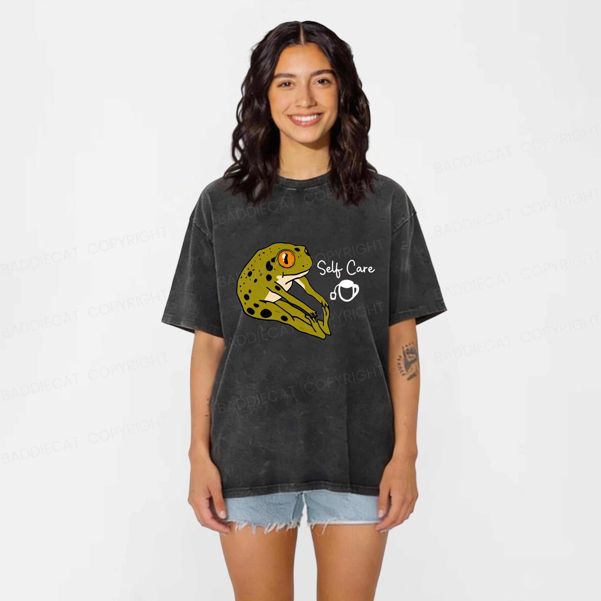 Baddiecat Self Care Washed T-Shirt