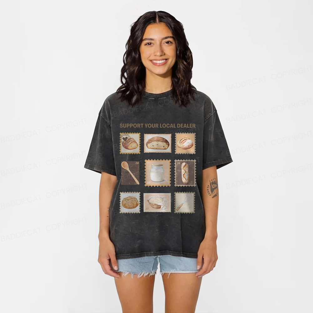 Baddiecat Bake Bread Washed T-shirt