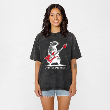 Baddiecat Capybara Rock Washed T-shirt